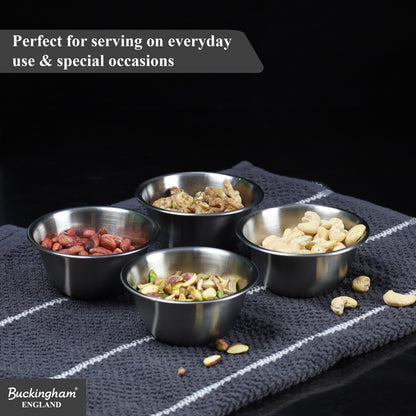 Buckingham Stainless Steel Set of 4 Mini Pudding Bowl 200 ml (10 cm)