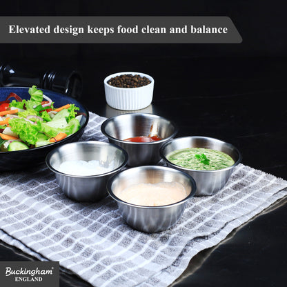Buckingham Stainless Steel Set of 4 Mini Pudding Bowl 200 ml (10 cm)