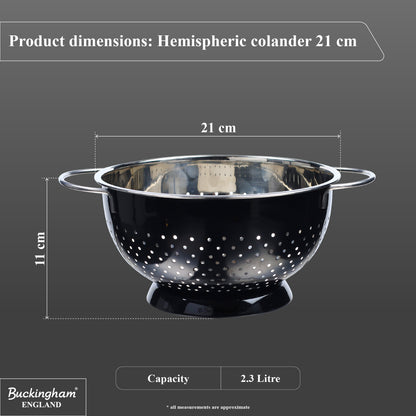 Buckingham Stainless Steel Hemisphere colander / strainer Black