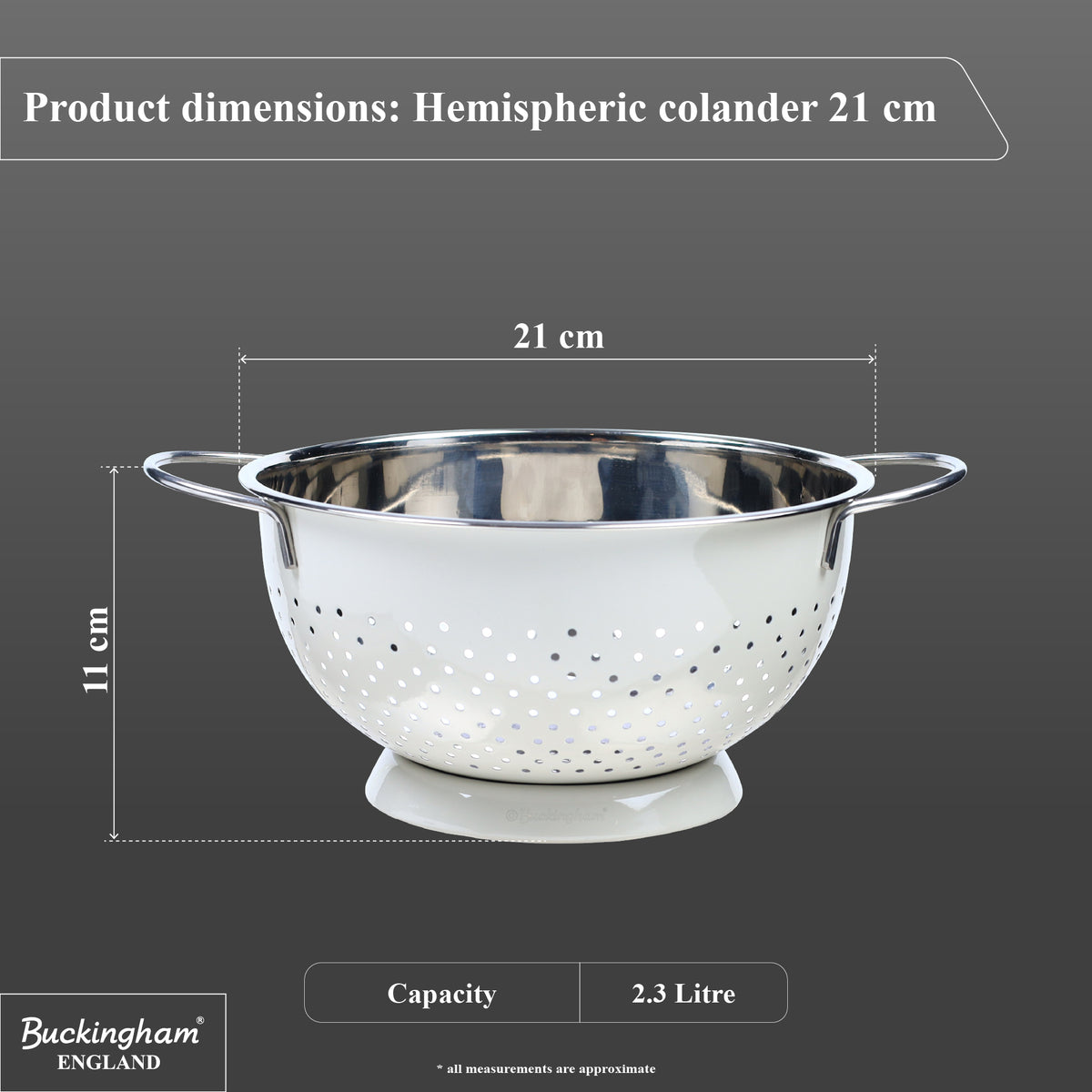 Buckingham Hemisphere colander / strainer , Ivory Grey