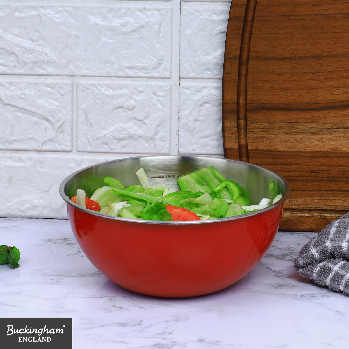 Buckingham Stainless Steel Deep Mixing Bowl / Baking Bowl Red