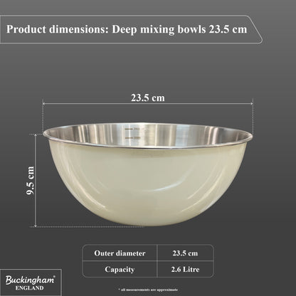 Buckingham Stainless Steel Deep Mixing Bowl Cream