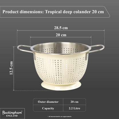 Buckingham Stainless Steel Tropical Deep Colander Cream