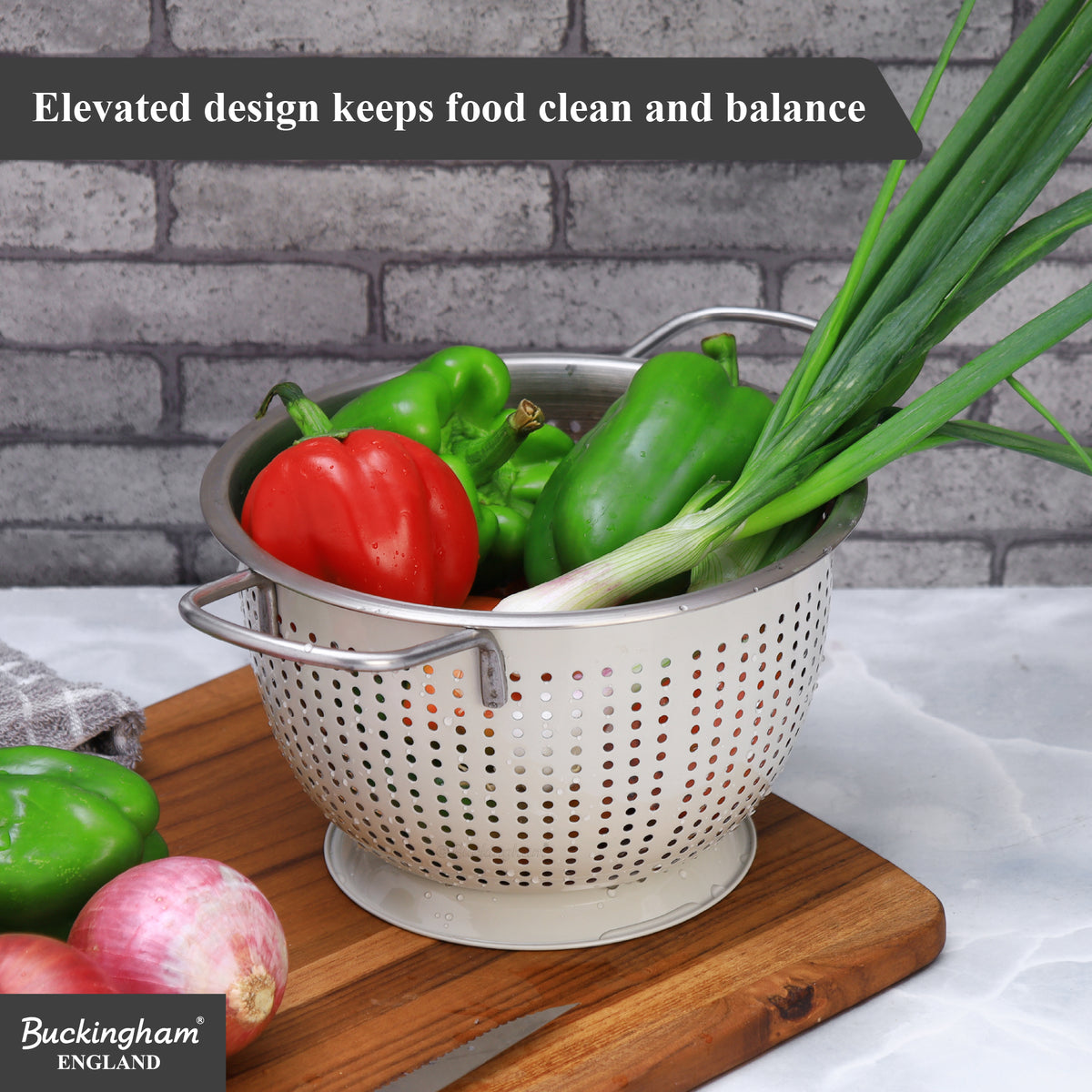 Buckingham Stainless Steel Tropical Deep Colander Cream