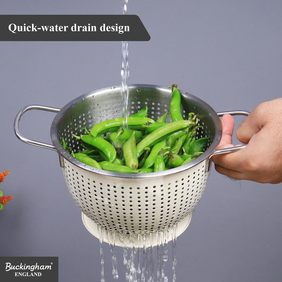 Buckingham Stainless Steel Tropical Deep Colander Cream