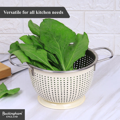 Buckingham Stainless Steel Tropical Deep Colander Cream