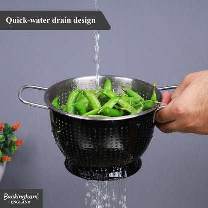 Buckingham Stainless Steel Tropical Deep Colander Black