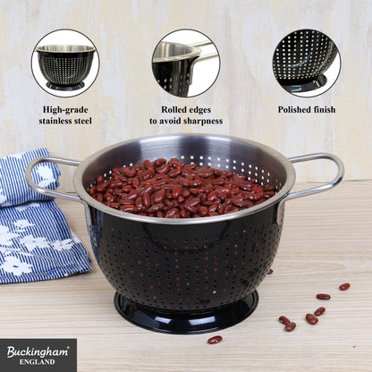 Buckingham Stainless Steel Tropical Deep Colander Black