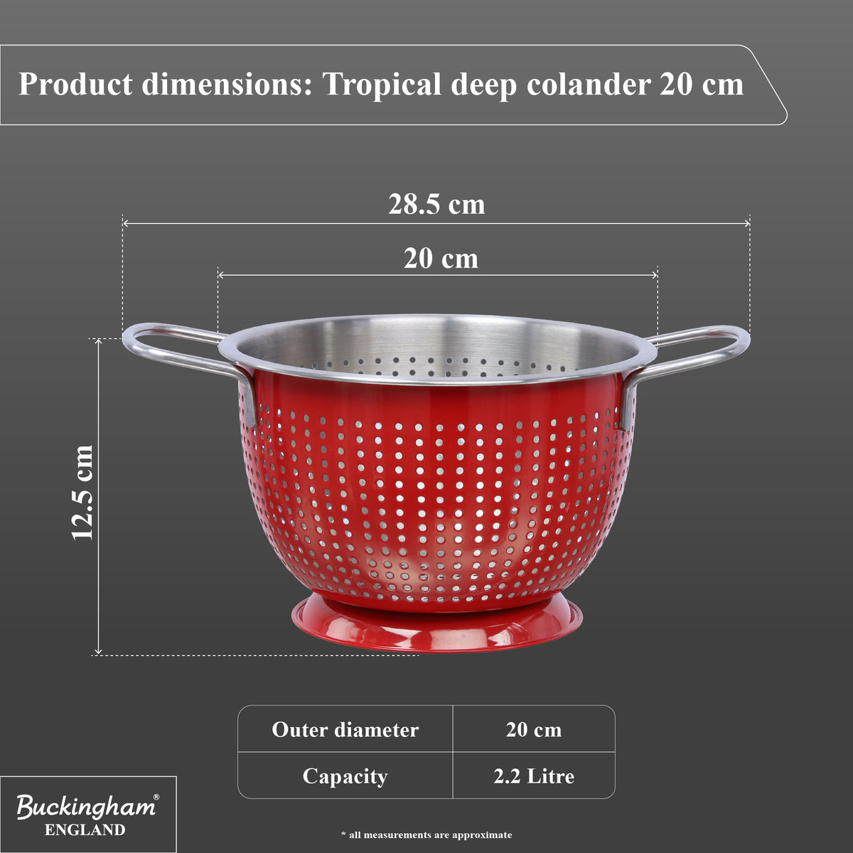 Buckingham Stainless Steel Tropical Deep Colander Red