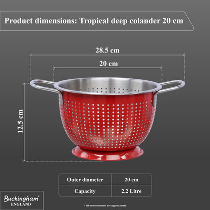Buckingham Stainless Steel Tropical Deep Colander Red