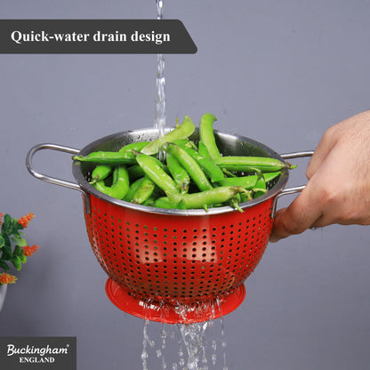 Buckingham Stainless Steel Tropical Deep Colander Red