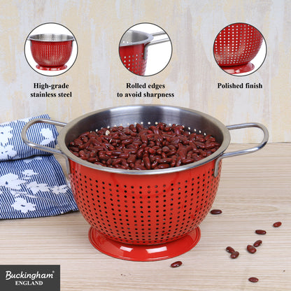 Buckingham Stainless Steel Tropical Deep Colander Red