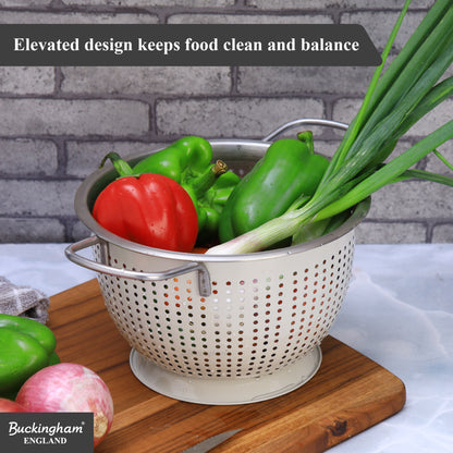 Buckingham Stainless Steel Tropical Deep Colander Ivory Grey