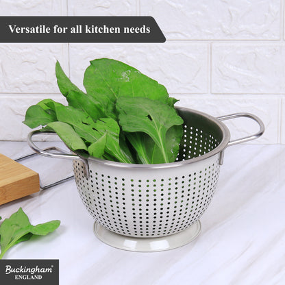 Buckingham Stainless Steel Tropical Deep Colander Ivory Grey