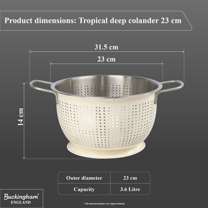 Buckingham Stainless Steel Tropical Deep Colander Cream