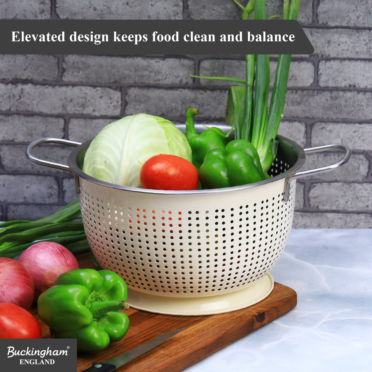Buckingham Stainless Steel Tropical Deep Colander Cream