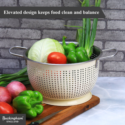Buckingham Stainless Steel Tropical Deep Colander Cream
