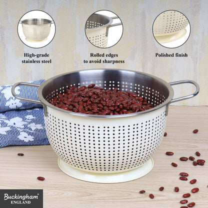 Buckingham Stainless Steel Tropical Deep Colander Cream