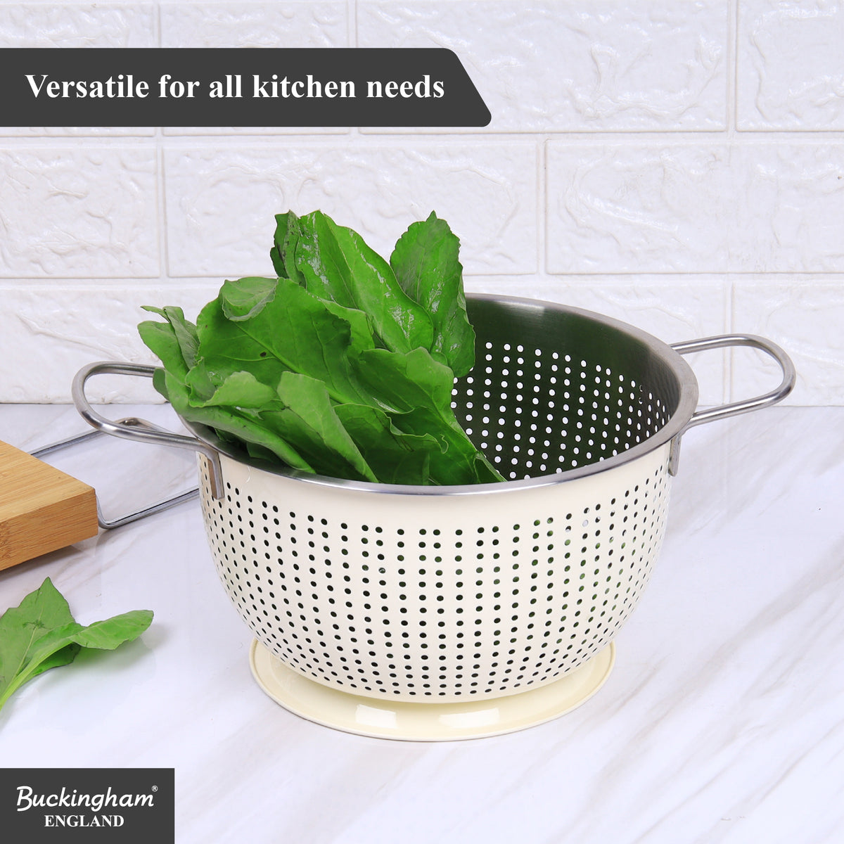 Buckingham Stainless Steel Tropical Deep Colander Cream