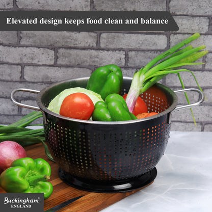 Buckingham Stainless Steel Tropical Deep Colander Black