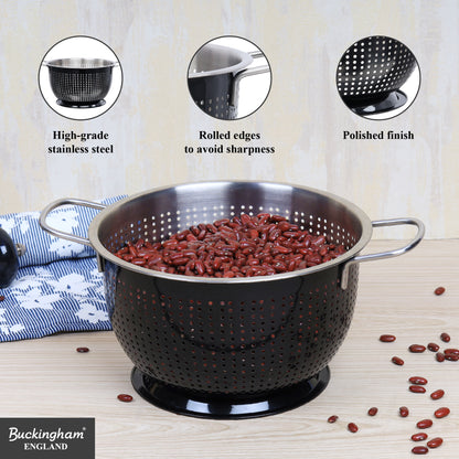 Buckingham Stainless Steel Tropical Deep Colander Black