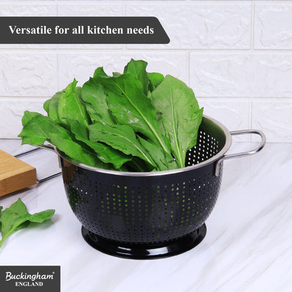 Buckingham Stainless Steel Tropical Deep Colander Black