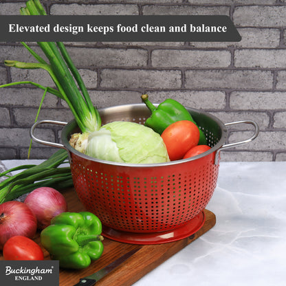 Buckingham Stainless Steel Tropical Deep Colander Red