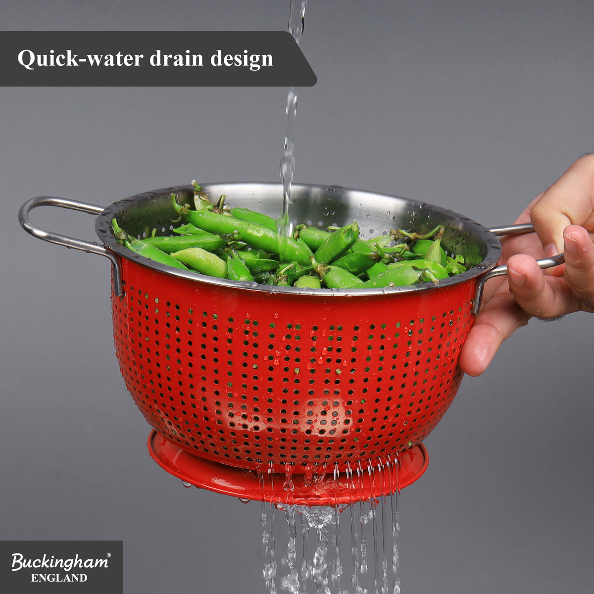 Buckingham Stainless Steel Tropical Deep Colander Red