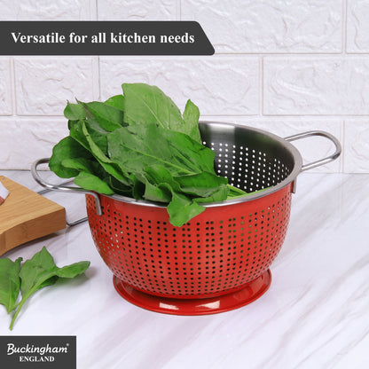 Buckingham Stainless Steel Tropical Deep Colander Red