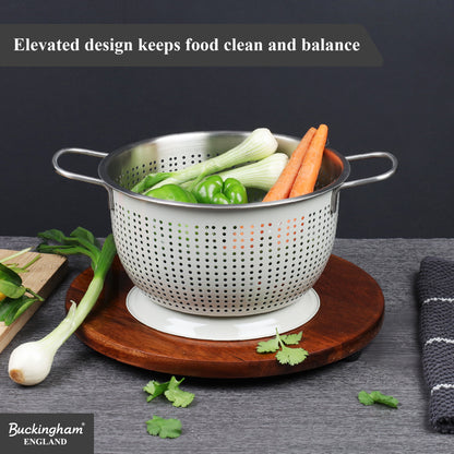 Buckingham Stainless Steel Tropical Deep Colander Ivory Grey