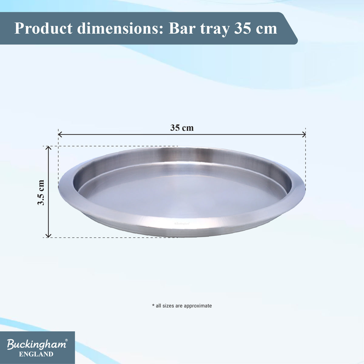 Buckingham Stainless Steel Round Bar Tray 35 cm