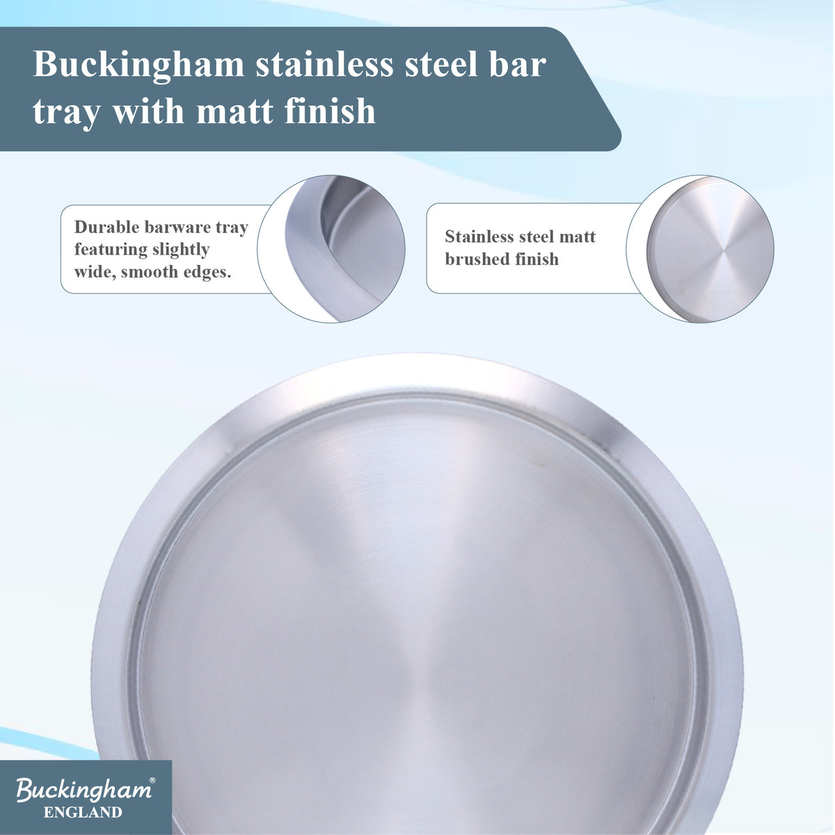 Buckingham Stainless Steel Round Bar Tray 35 cm