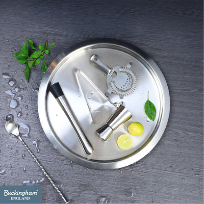 Buckingham Stainless Steel Round Bar Tray 35 cm