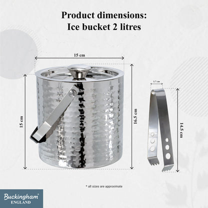 Buckingham Stainless Steel Double Wall Ice Bucket with Tong 1.75 L