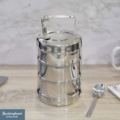 Buckingham Premium Stainless Steel 3-Tier Bombay Tiffin Box 14 cm.