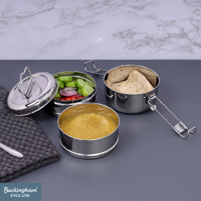 Buckingham Premium Stainless Steel 3-Tier Premium Tiffin Box 14 cm.