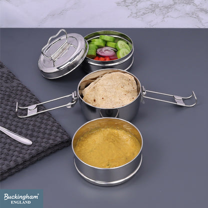 Buckingham Premium Stainless Steel 3-Tier Premium Tiffin Box 14 cm.