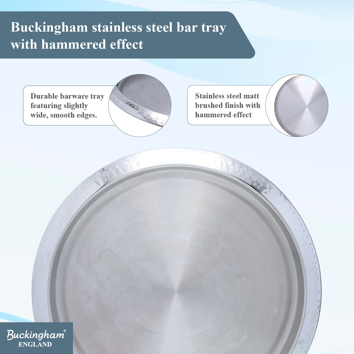 Buckingham Stainless Steel Round Bar Tray 35 cm
