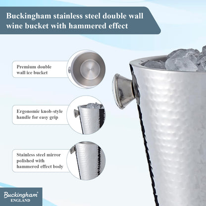 Buckingham Stainless Steel Double Wall Insulated Champagne Wine Bucket 4.8 L 22.5 cm