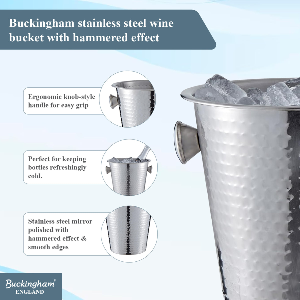 Buckingham Stainless Steel Champagne Bucket 4.8 L / 21.5 cm