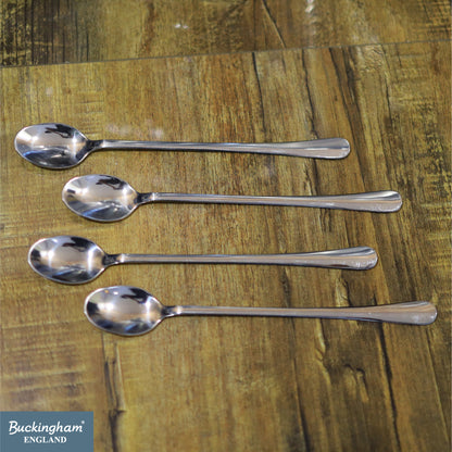 Buckingham Stainless Steel Spoons Set of 4  Iced tea Spoons Long Handle 20 cm