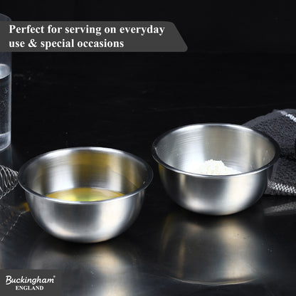 Buckingham Stainless Steel Pack of 2 Deep Salad bowl  / Serving Bowl for Baking 0.7 L
