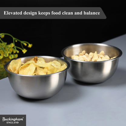 Buckingham Stainless Steel Pack of 2 Deep Salad bowl  / Serving Bowl for Baking 0.7 L