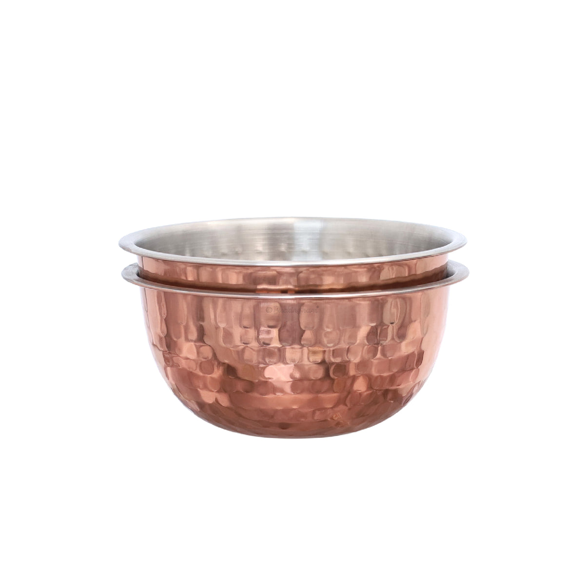 Buckingham Pack of 2 Mixing Bowls Stainless Steel with Hammered Copper Finish 0.7 L 14 cm