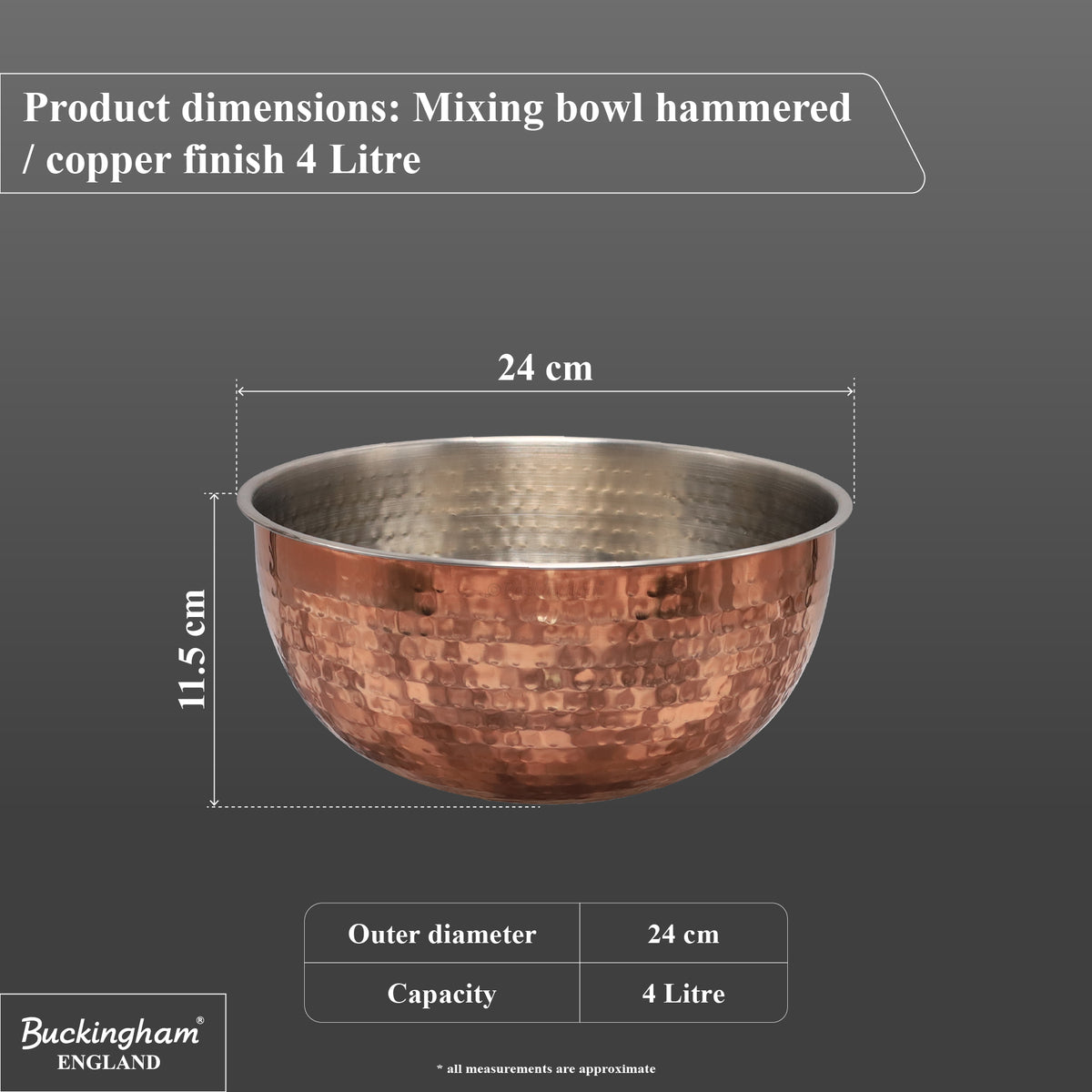 Buckingham Stainless Steel Copper Mixing Bowl for Baking