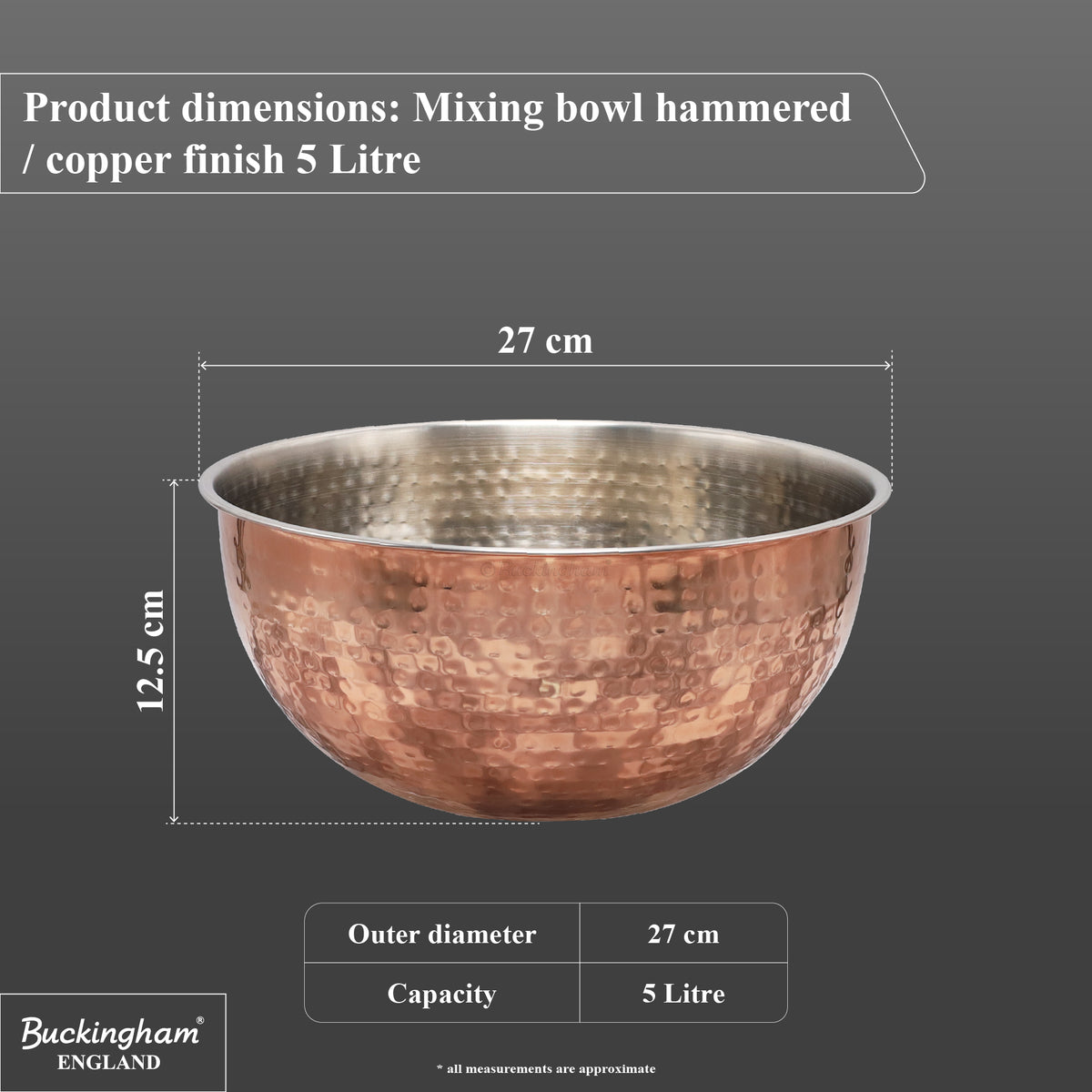Buckingham Stainless Steel Copper Mixing Bowl for Baking