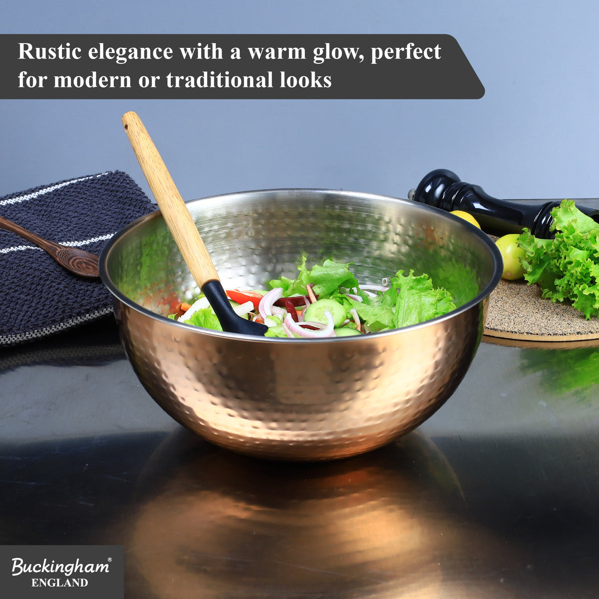 Buckingham Stainless Steel Copper Mixing Bowl for Baking