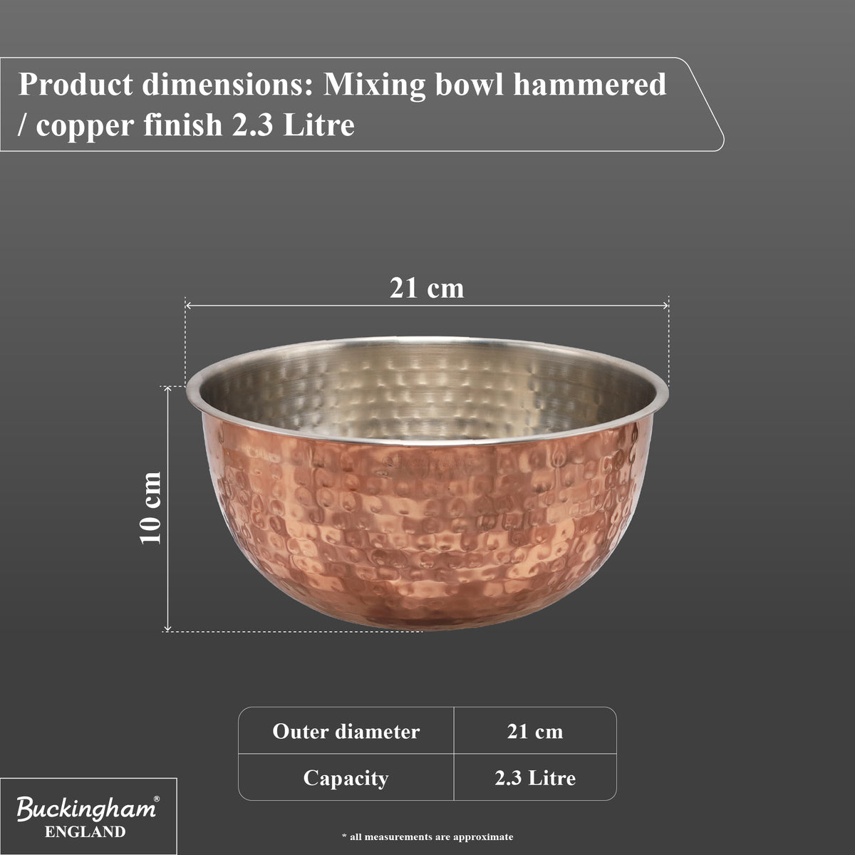 Buckingham Stainless Steel Copper Mixing Bowl for Baking