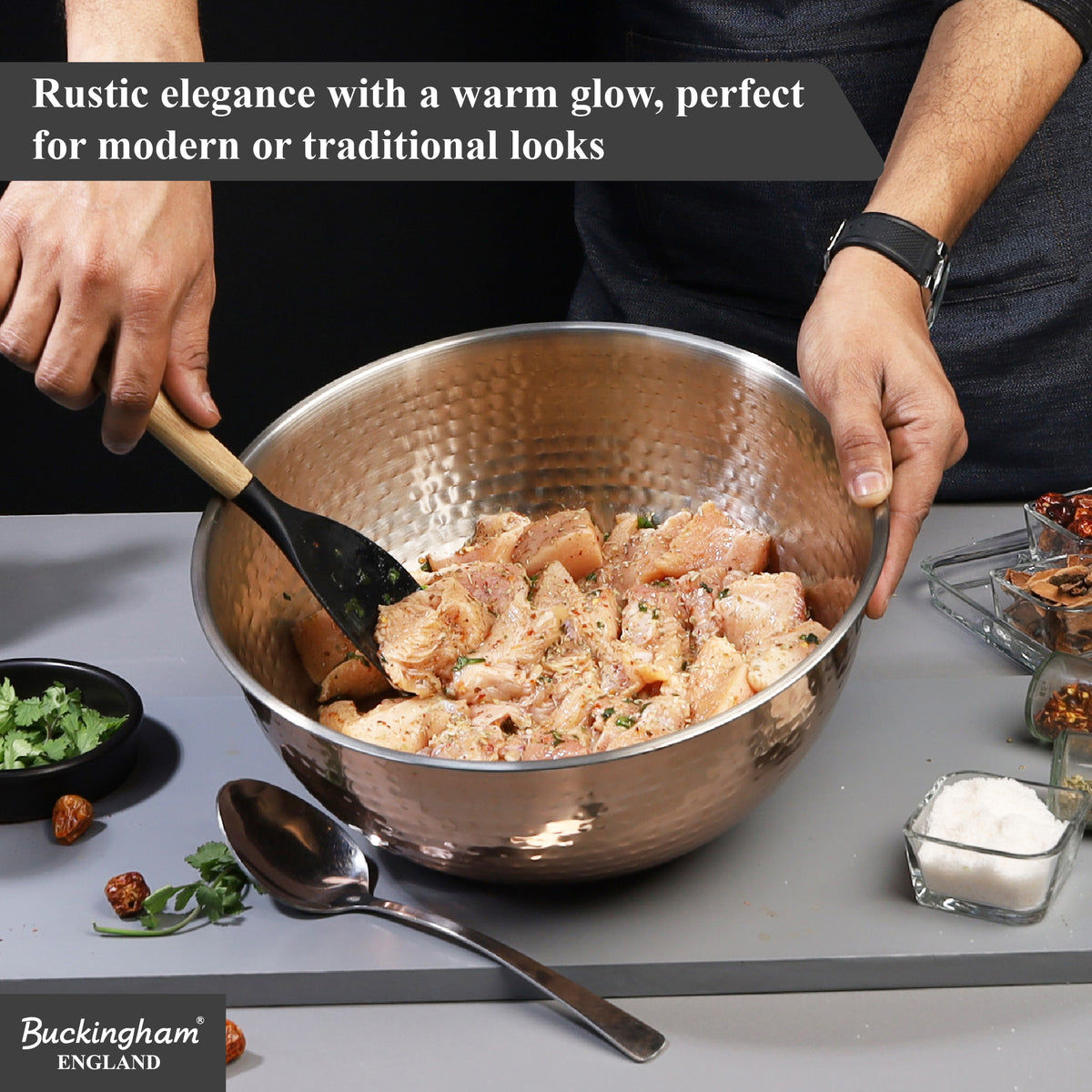 Buckingham Stainless Steel Copper Mixing Bowl for Baking