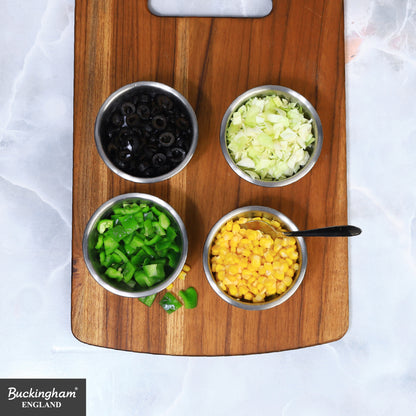 Buckingham Stainless Steel Pack of 4 Mini Serving Bowls Hammered Effect 0.2 L 10 cm